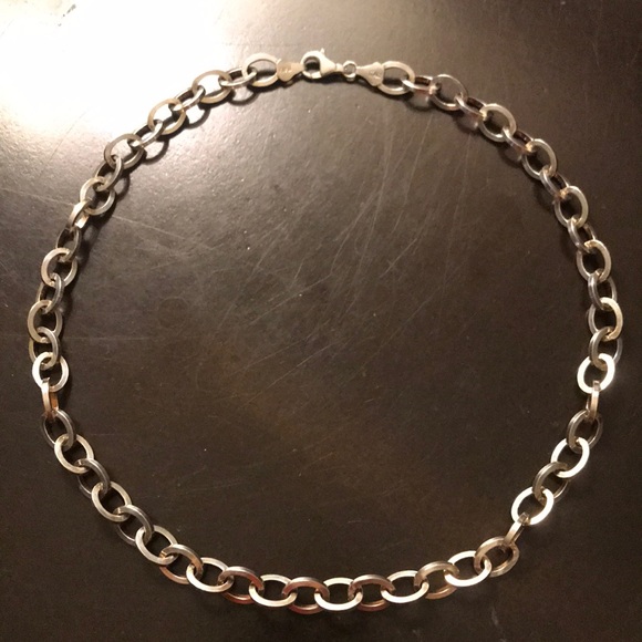 Sterling Silver 92.5 Chunky Chain  Necklace 16" - Picture 4 of 6